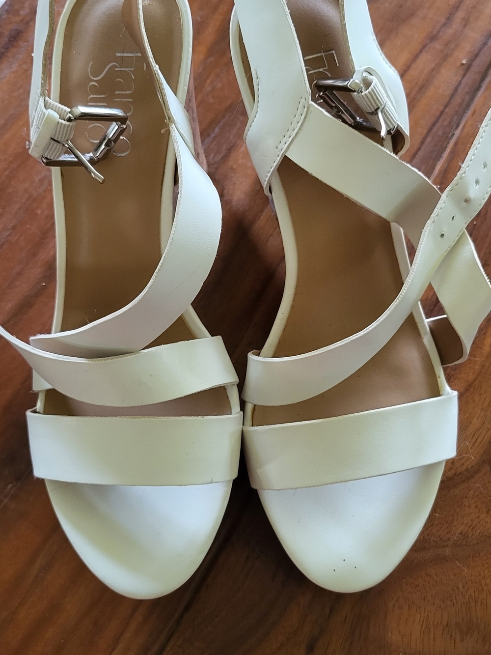 Franco Sarto White Leather Slingback Sandals - Picture 2 of 7